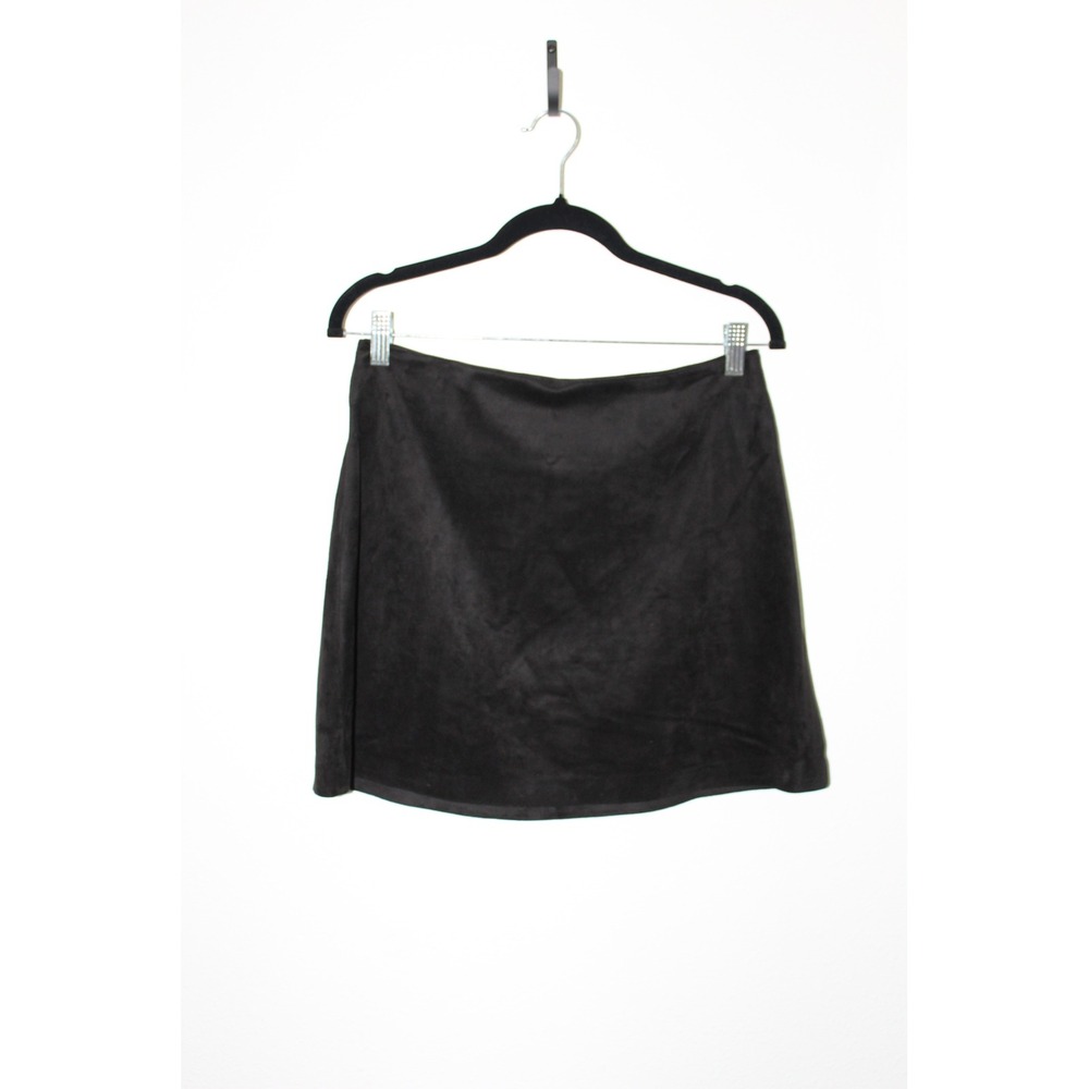 Z Supply Womens Black Faux Suede Mini Skirt A-Line Stretch Size M Dark Academia